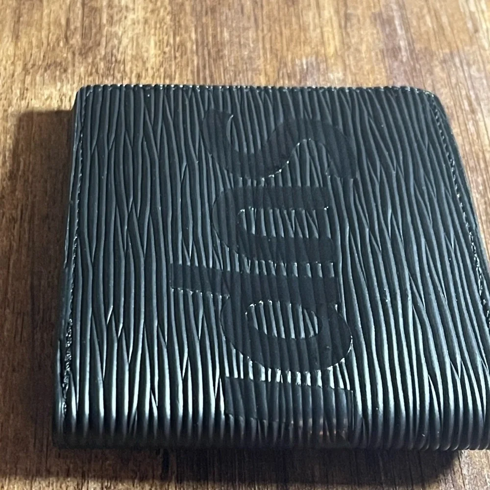 Bifold Wallet luxury Black textured, Black lettering, and stylish look!